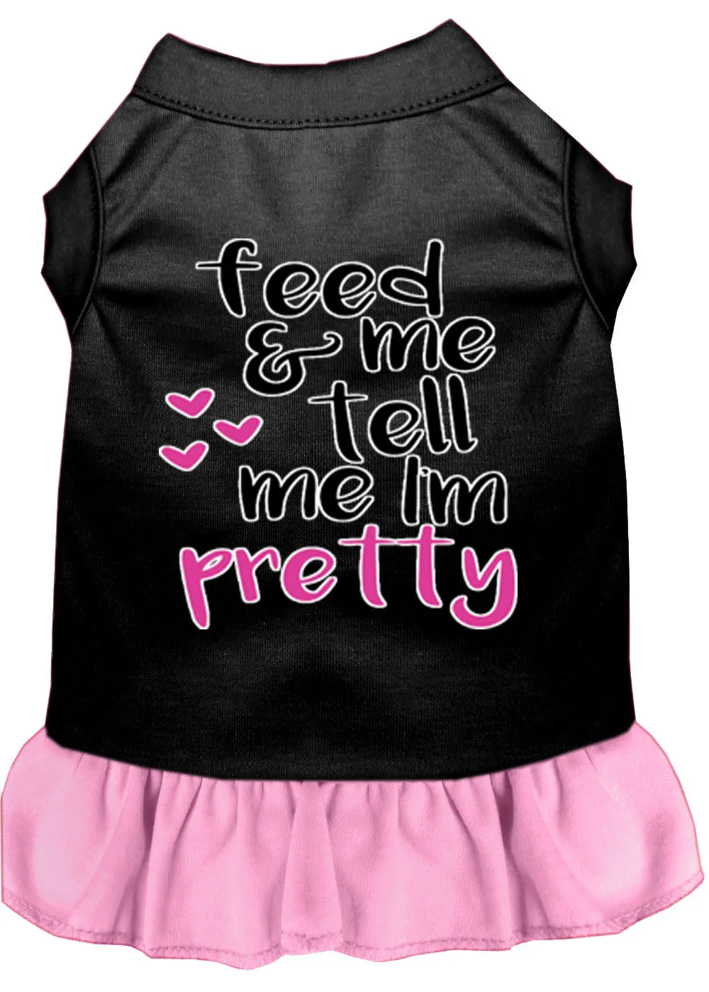 Tell Me I'm Pretty Screen Print Dog Dress Black With Light Pink Lg (14)