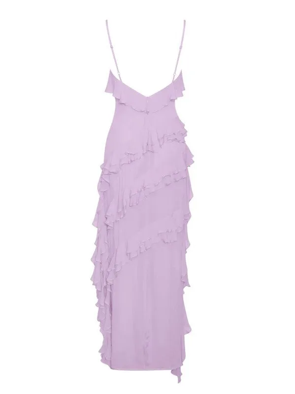 Theodora Lilac Rayon Ruffle Maxi Dress