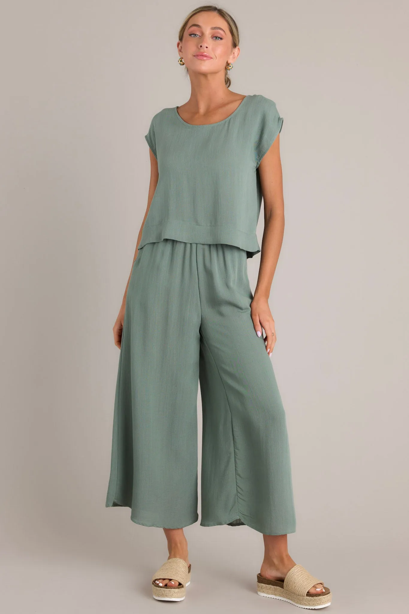 Timeless Threads Sage Green Cropped Pants