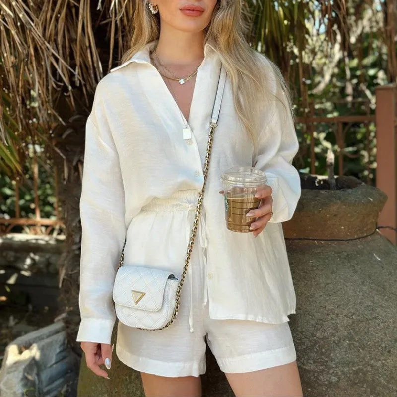 Vacation Style Comfort White Two -piece Suit