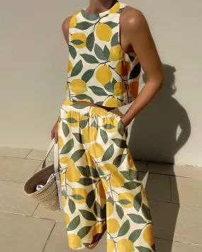 Vintage Lemon Prints Two-pieces Set