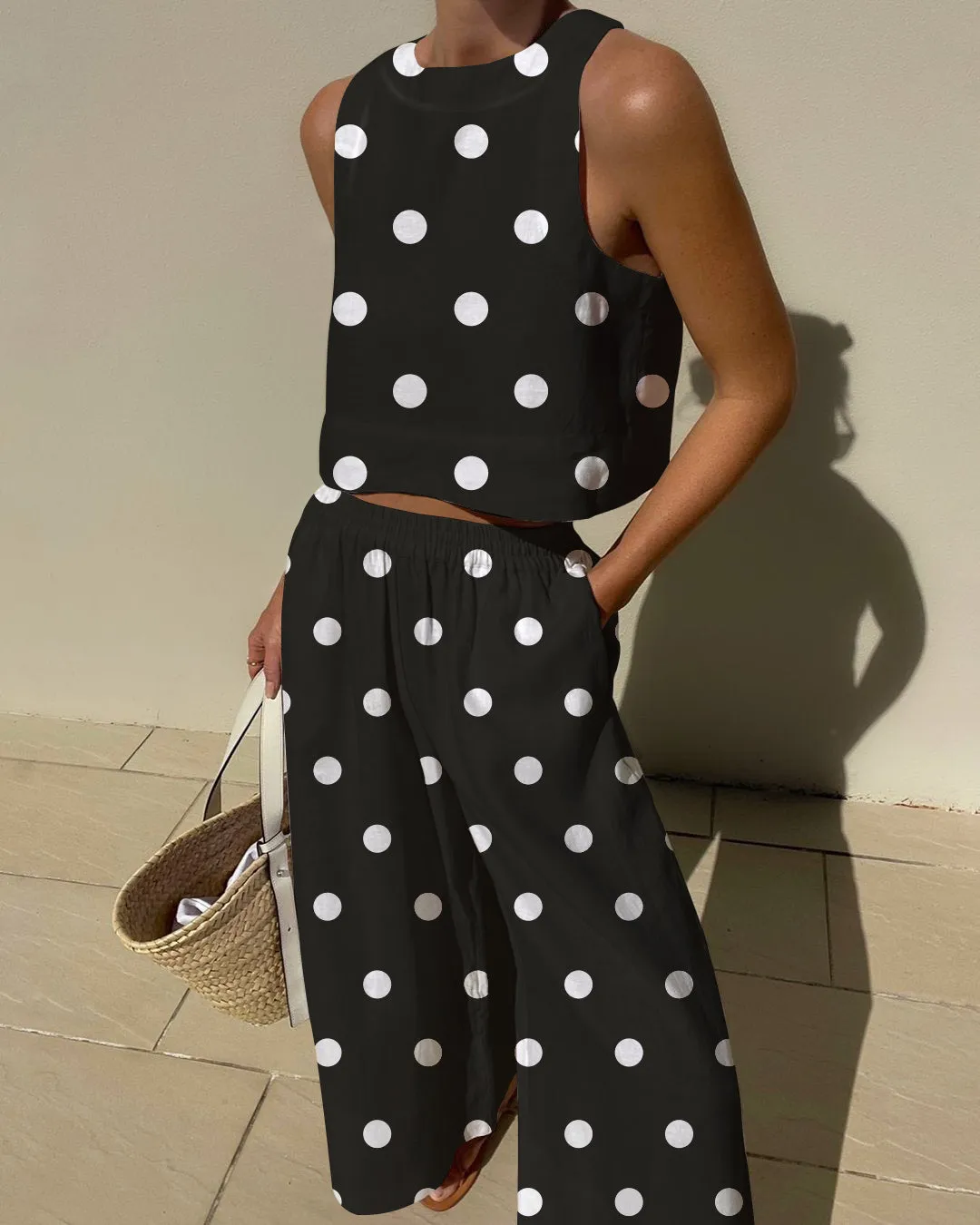 Vintage Polka Dots Prints Two-pieces Set