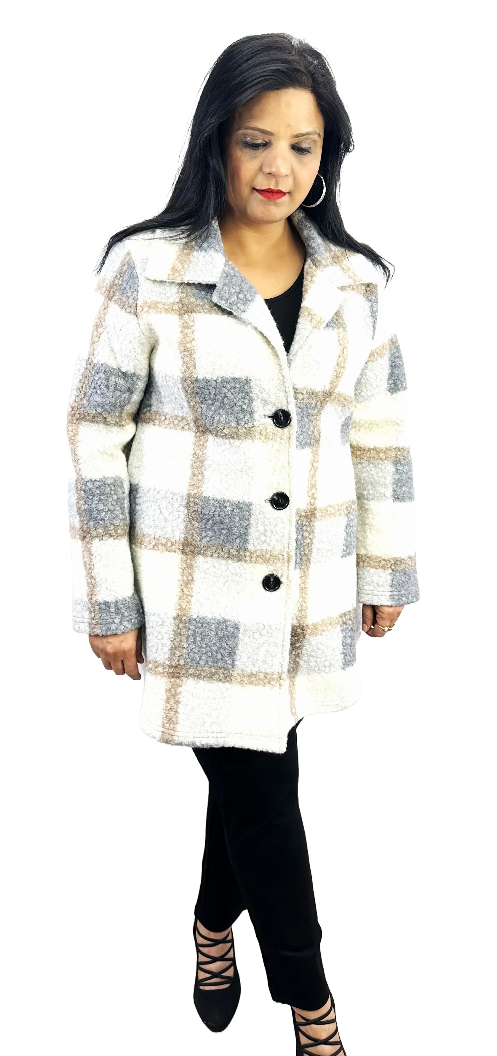 Warm and Cozy Woven Plaid Coat