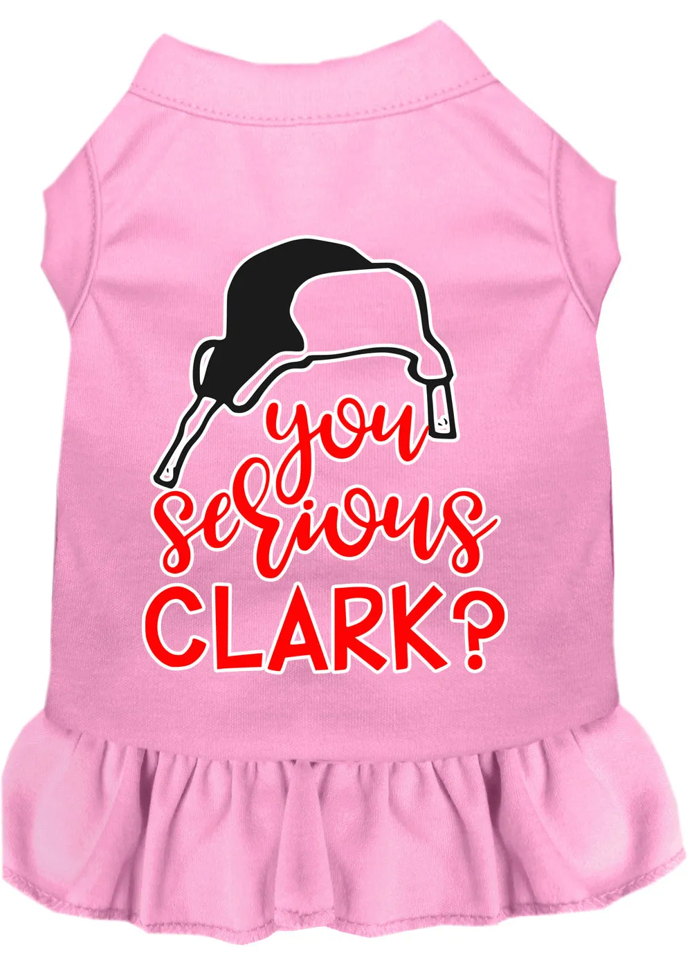 You Serious Clark? Screen Print Dog Dress Light Pink Xl