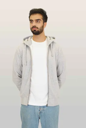 Zipper Hoodie - Woolen Fleece Grey Heather Plain